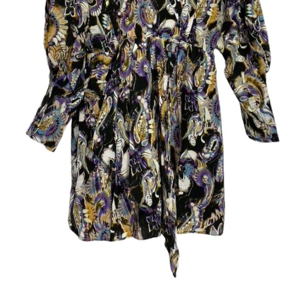 NEW IRO Damie Silk Multicolor Paisley Puff Sleeve Surplice Neckline - Picture 4 of 16